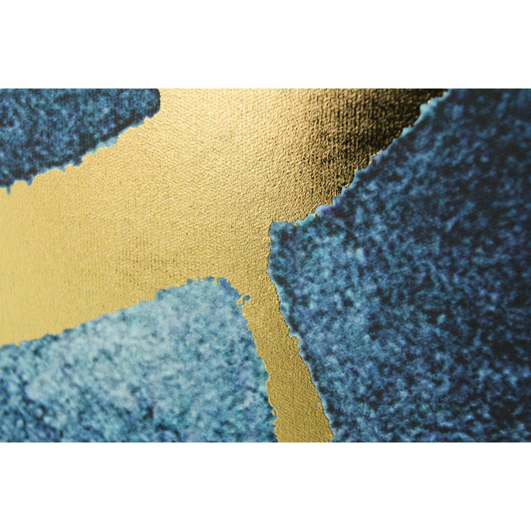 Cuadro Bérgamo poliéster azul-dorado 92x62x4 cm