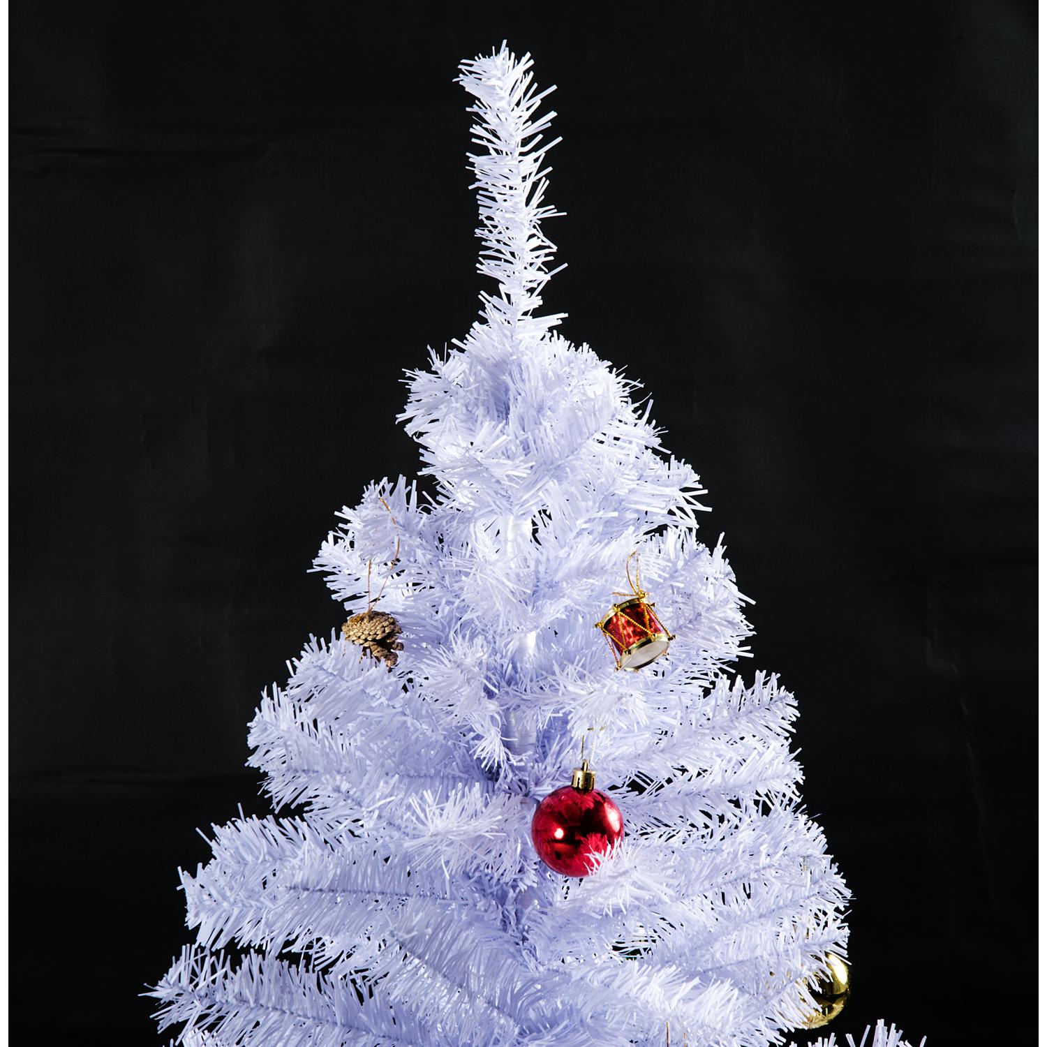 Árbol de Navidad 150cm Artificial Pino con Adornos Decorativos 48 Pcs y Soporte Metálico Color Blanco Árbol Realista para Decoración Navidad