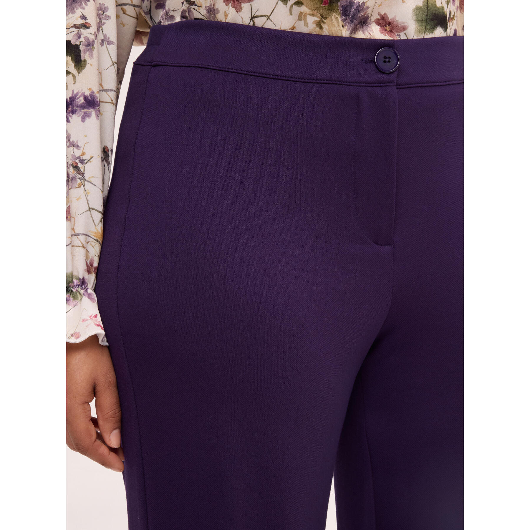 Fiorella Rubino - Pantalone palazzo in tessuto ammagliato - Viola