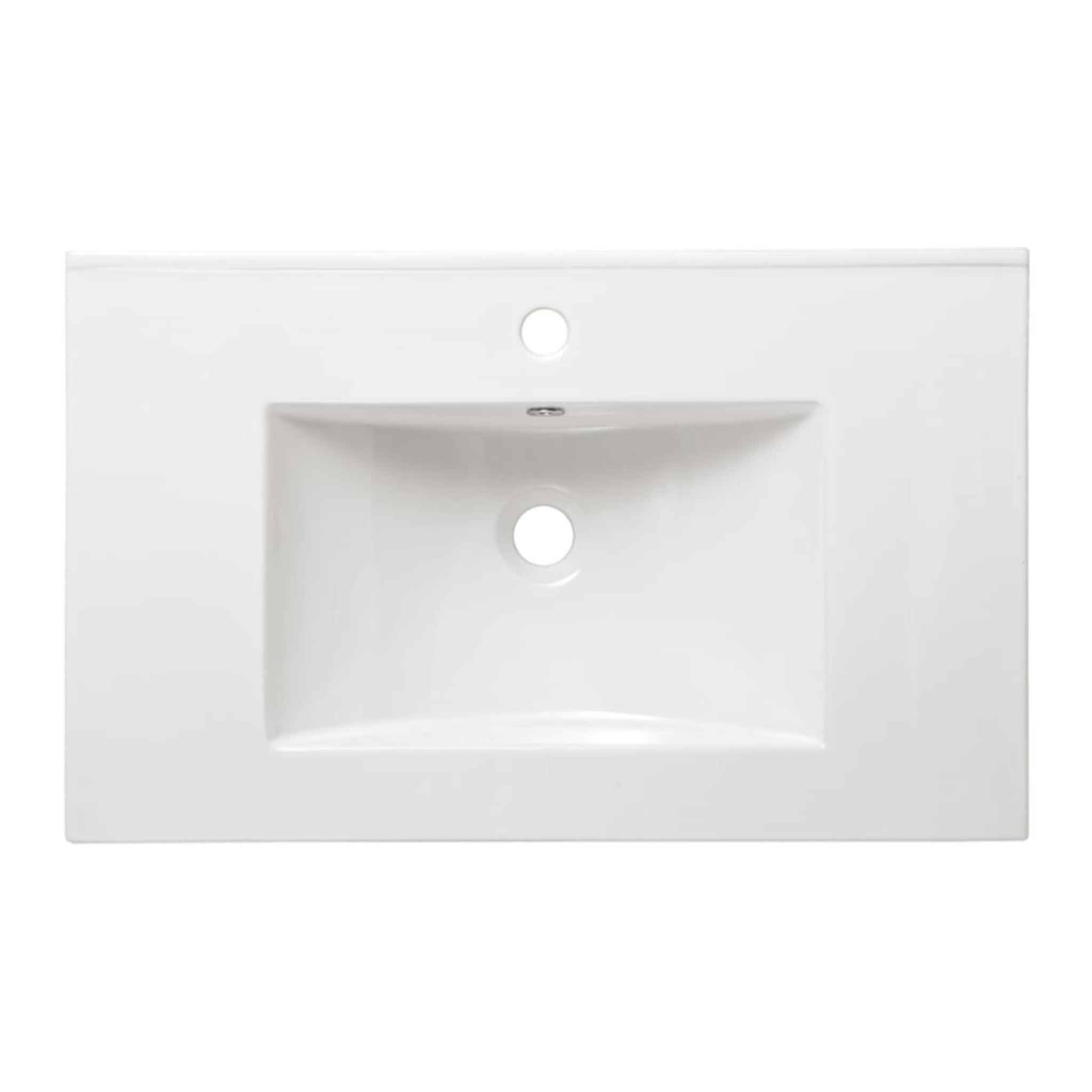 Modena 81x46 cm lavabo en céramique avec trou pour robinetterie au milieu, blanc brillant (M8046)