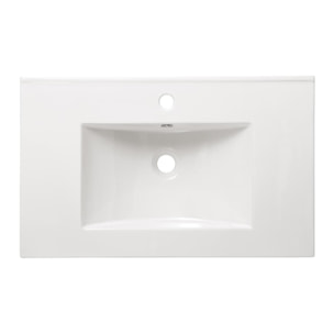 Modena 81x46 cm lavabo en céramique avec trou pour robinetterie au milieu, blanc brillant (M8046)