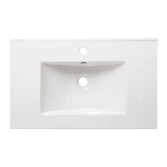 Modena 81x46 cm lavabo en céramique avec trou pour robinetterie au milieu, blanc brillant (M8046)
