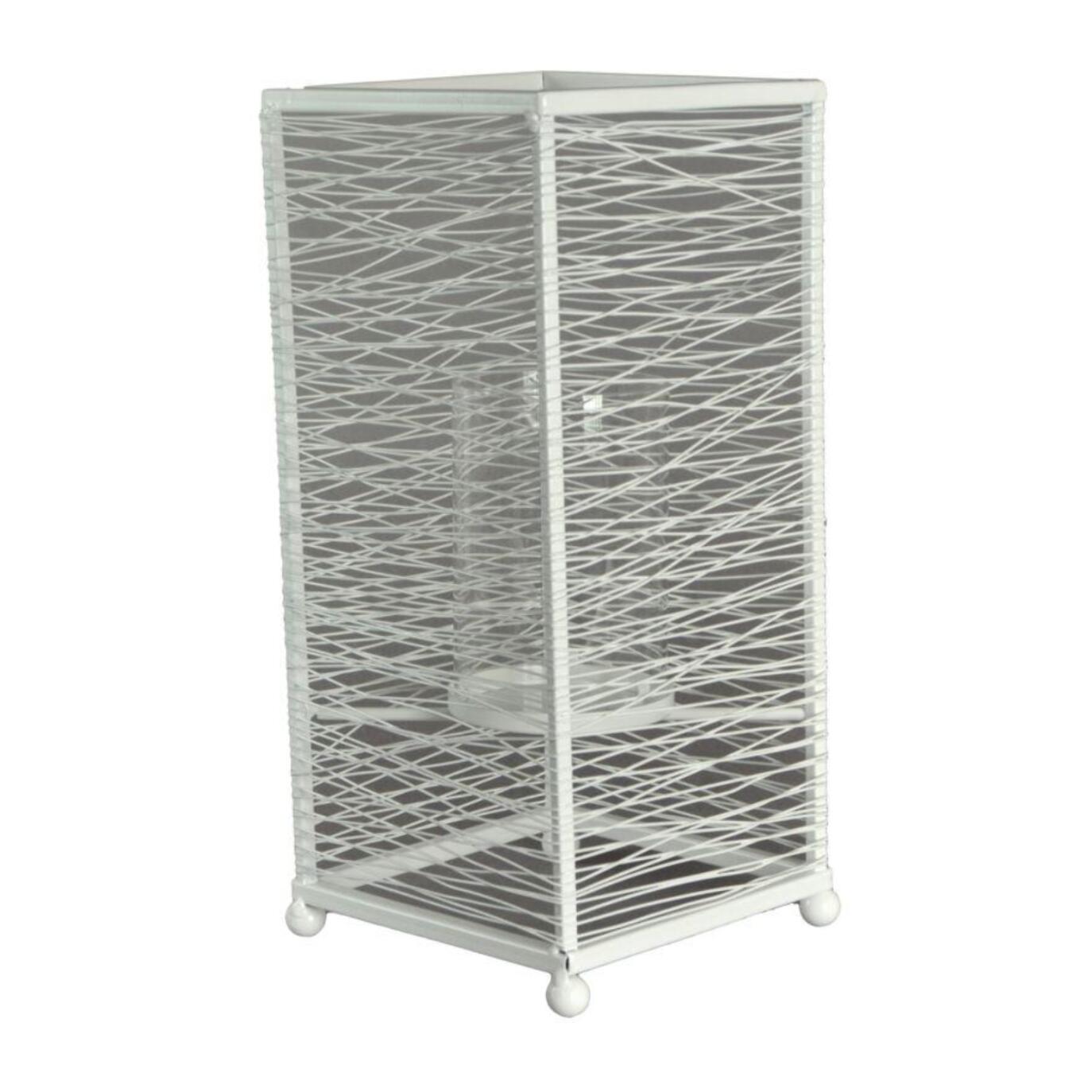 Portacandele in metallo bianco grande cm14x14h31