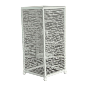 Portacandele in metallo bianco grande cm14x14h31