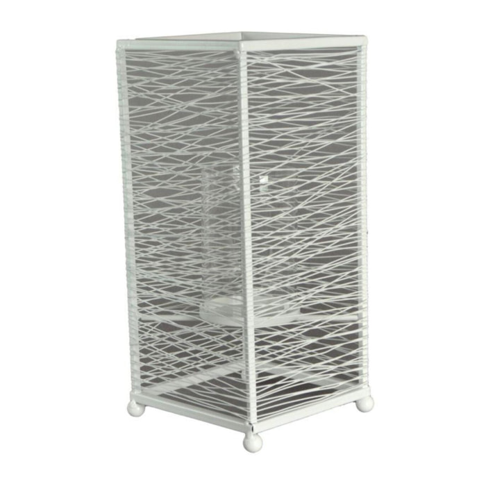 Portacandele in metallo bianco grande cm14x14h31