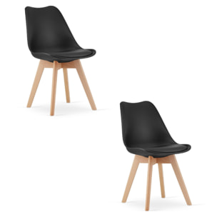 Set di 2 sedie Mark nere con gambe in faggio