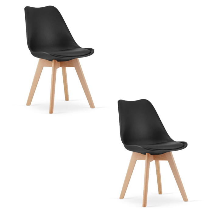 Set di 2 sedie Mark nere con gambe in faggio