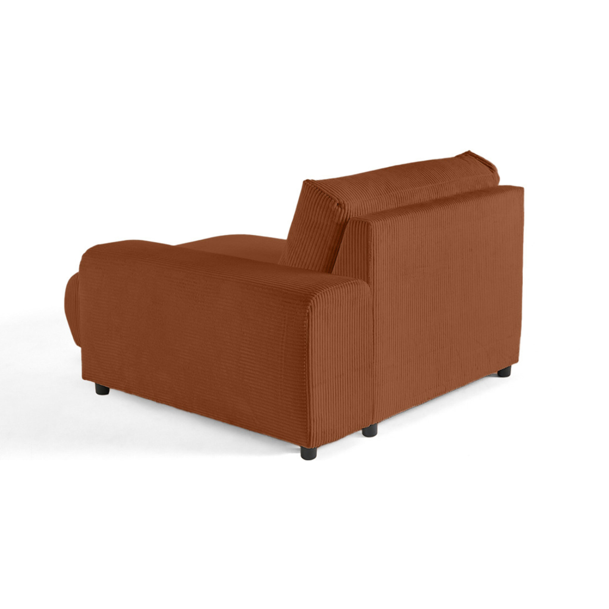 Garance - module d'assise méridienne droit - en velours côtelé - Terracotta
