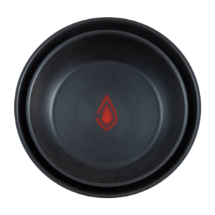 juego de 2 sartenes ø24ø26cm negro + mango desmotable en acero inoxidable con revestimiento antiadherente ilag