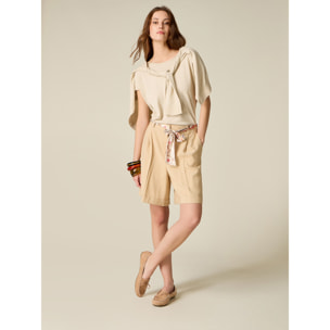 Oltre - Bermudas con cinturón estampado - Beige