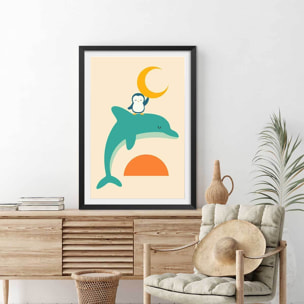 Affiche  date with the moon Affiche sous cadre noir