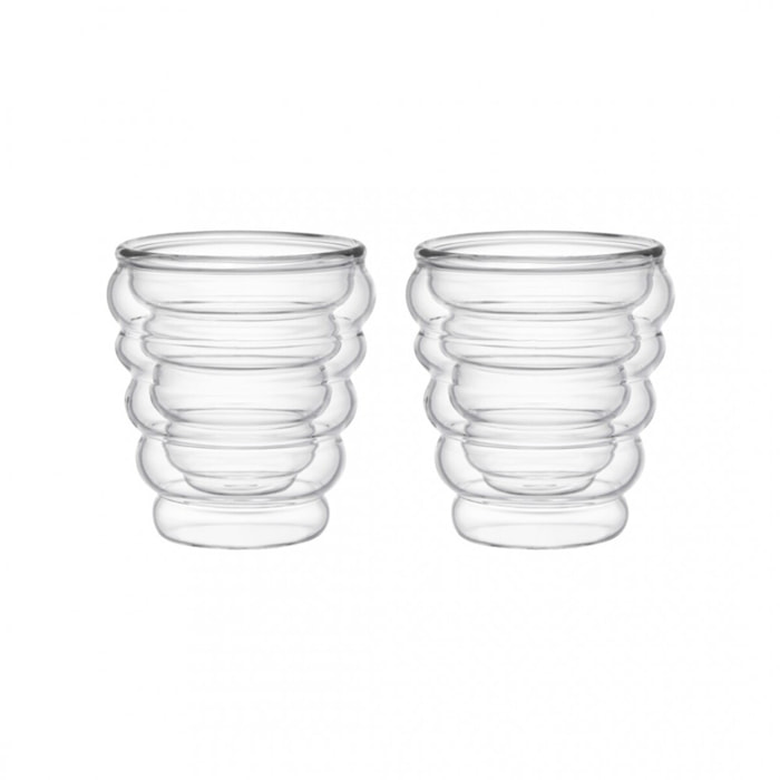 Tasses à thé et café double paroi vague 250ml - lot de 2