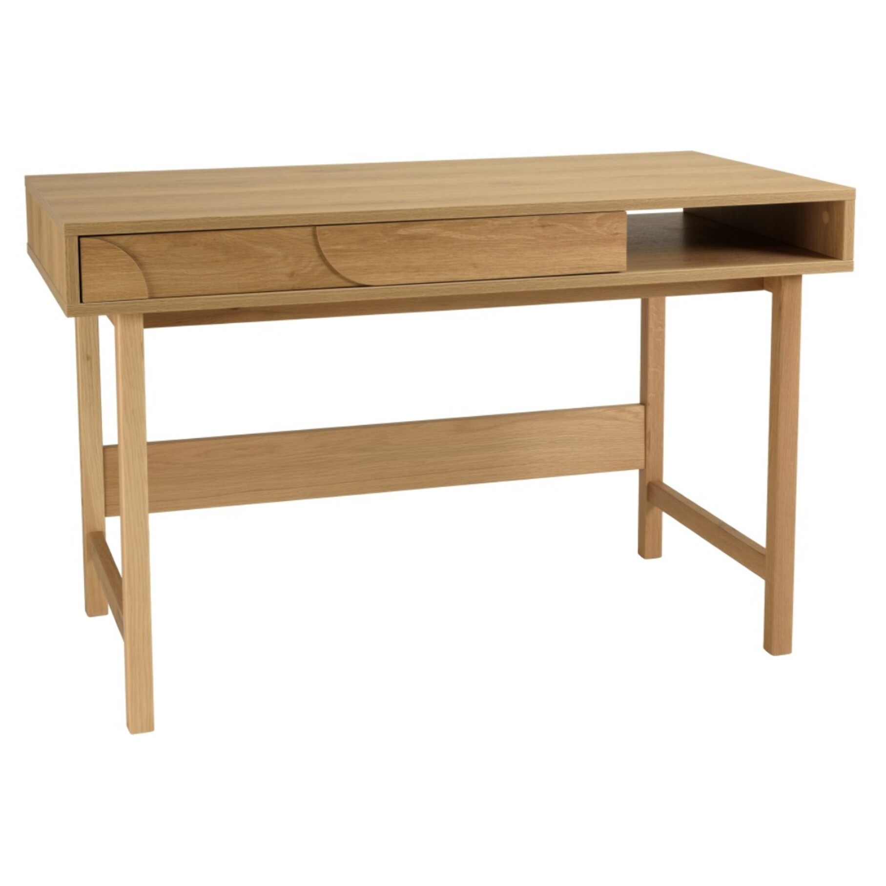 ETHAN - Bureau bois 1 tiroir décor motif arrondi couleur naturelle