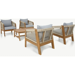 Salon de jardin 4 places en bois FSC - SYMI