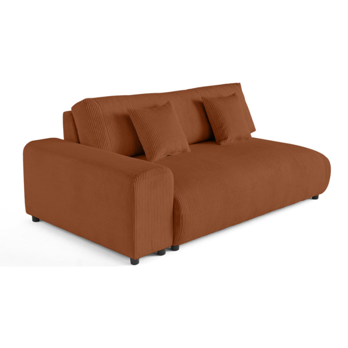 Garance - module d'assise 3 places avec accoudoir gauche - en velours côtelé - Terracotta