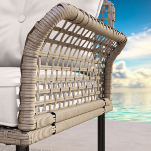 Conjunto de Jardín Exterior de Ratá¡n Sintá©tico de 5 Piezas Muebles de Jardín Exterior Incluye 2 Sofá¡s Esquineras 1 Sofá¡ de Exterior 1 Taburete 1 Mesa de Centro con Cojines Crema