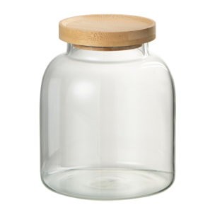 J-Line pot de conservation Tom - verre/bambou - transparent/naturel - small