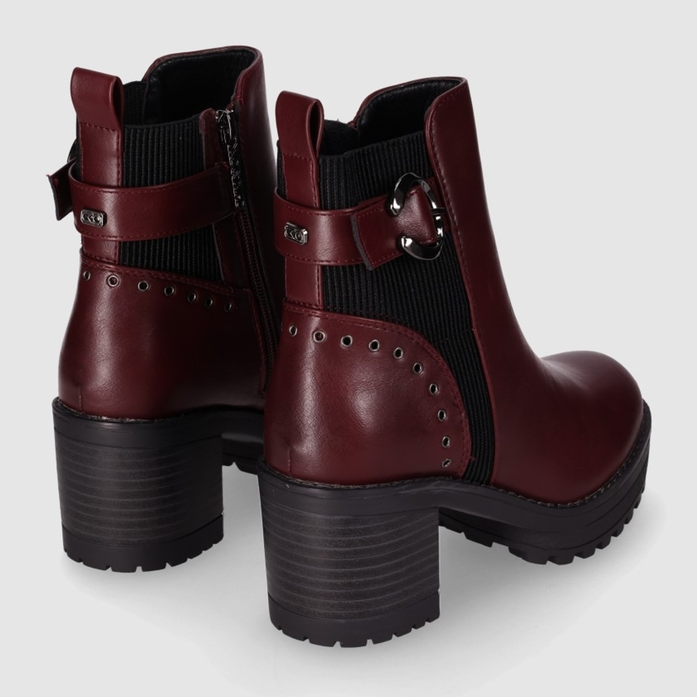 Botines - Vino - Tacón: 6 cm