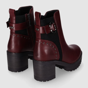 Botines - Vino - Tacón: 6 cm