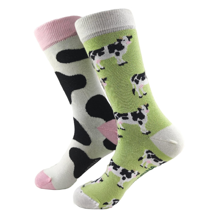 Calcetines Altos Divertidos Unisex con Dibujos de Vacas, Talla única 27-35