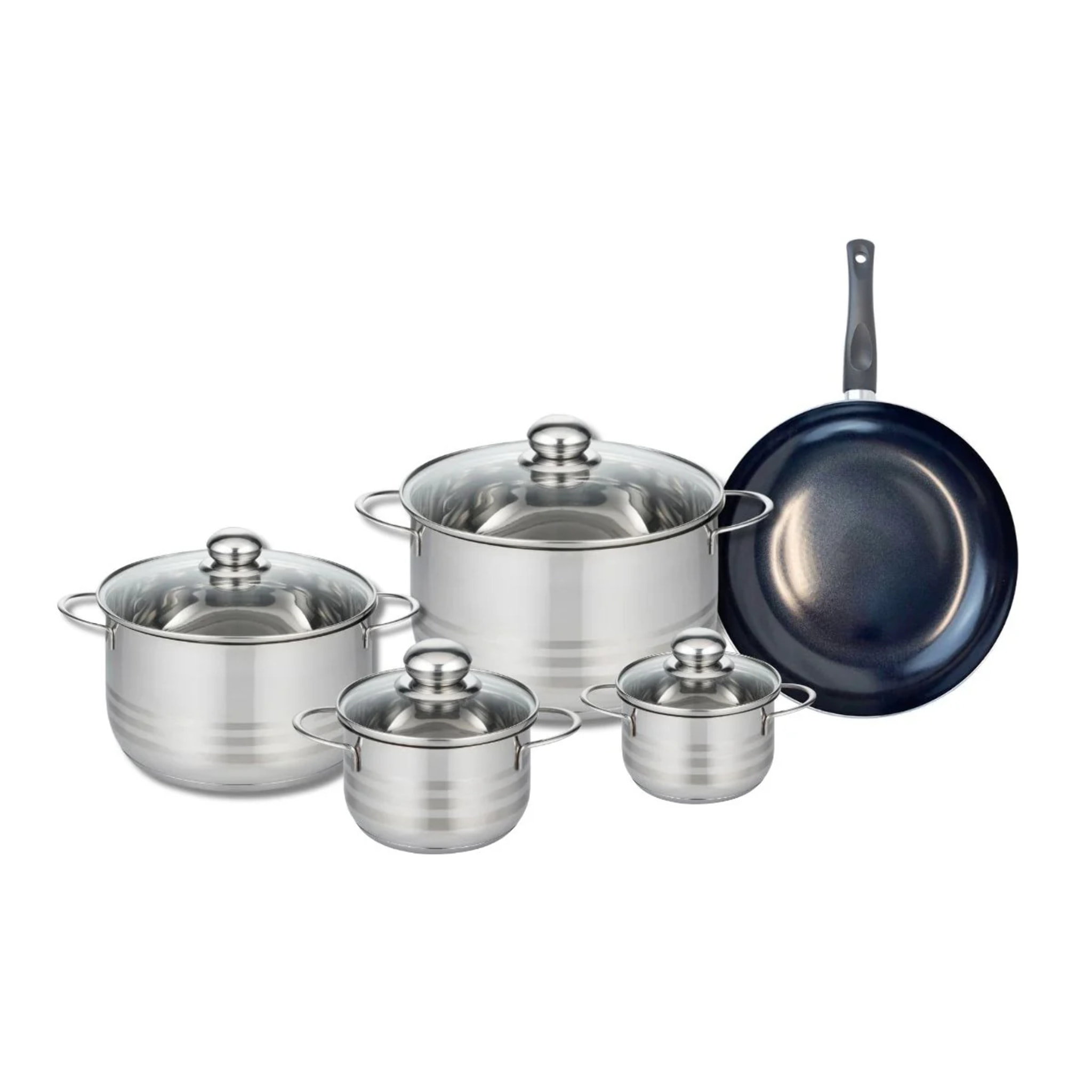 Ensemble de 1 Poêle de cuisson 24 cm et 4 faitouts 12, 14, 20 et 24 cm Elo Prima Brillant