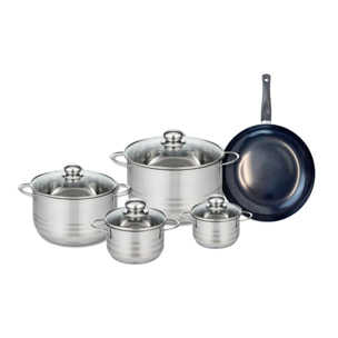 Ensemble de 1 Poêle de cuisson 24 cm et 4 faitouts 12, 14, 20 et 24 cm Elo Prima Brillant