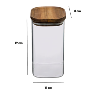 Bocal verre couvercle acacia 13L Hermet