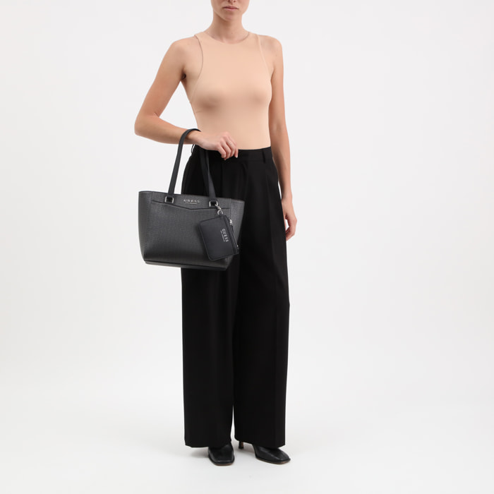 Borsa shopper - logo in rilievo - nero