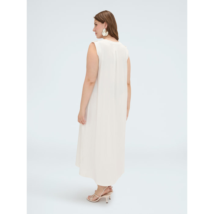 Fiorella Rubino - Vestido largo con escote en V - Blanco