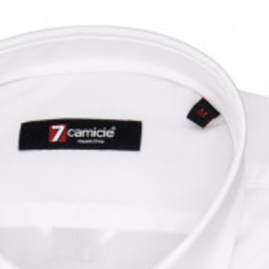 Camicia Uomo 1 Bottone Button Down Slim Popeline Stretch Unito Bianco
