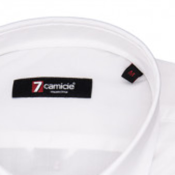 Camicia Uomo 1 Bottone Button Down Slim Popeline Stretch Unito Bianco