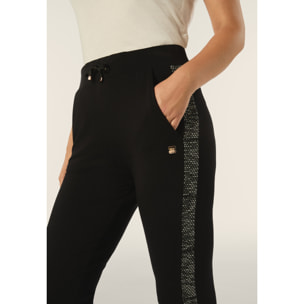 Pantalone donna in felpa viscosa con inserti jacquard knit