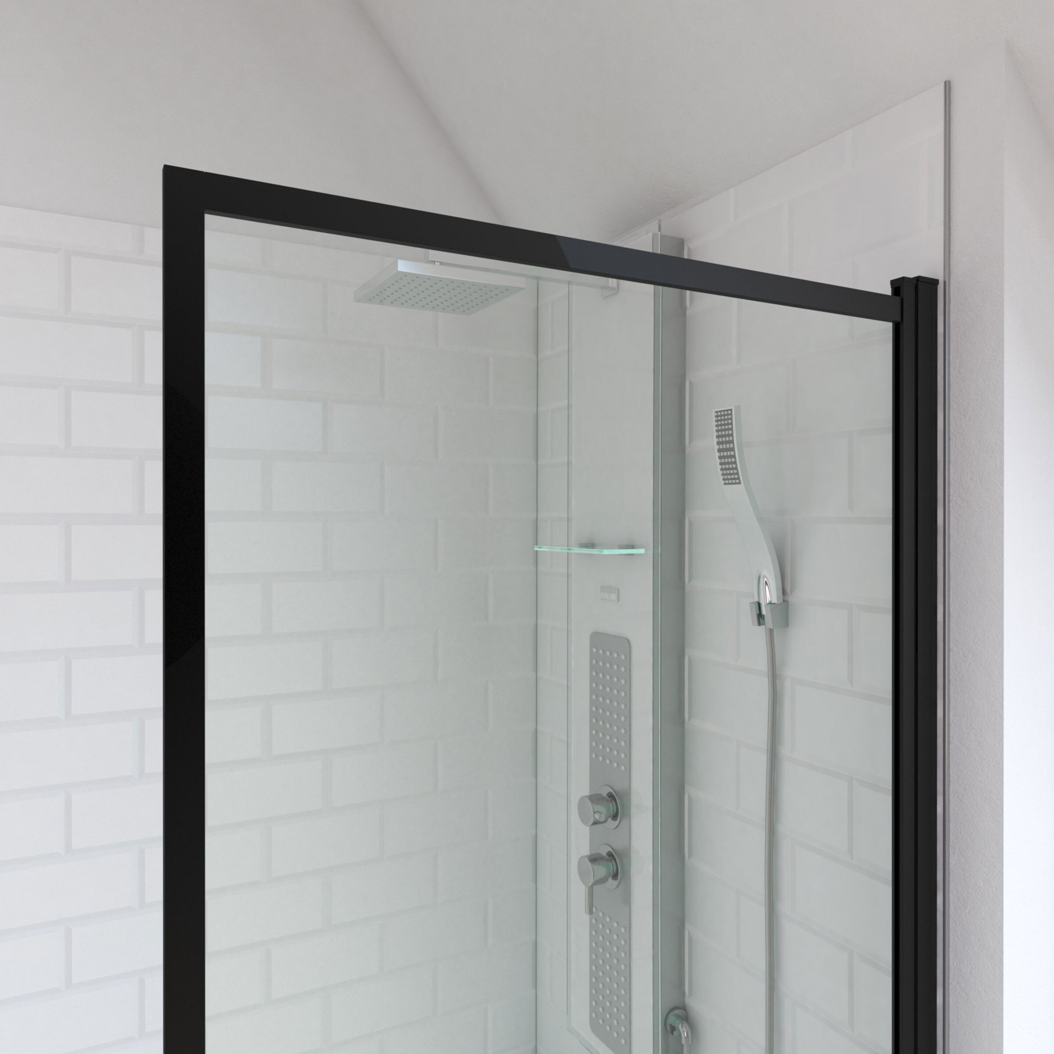 Pare baignoire rabattable 75x130cm - Finition Noir Mat - DARK CONTOURING SCREEN