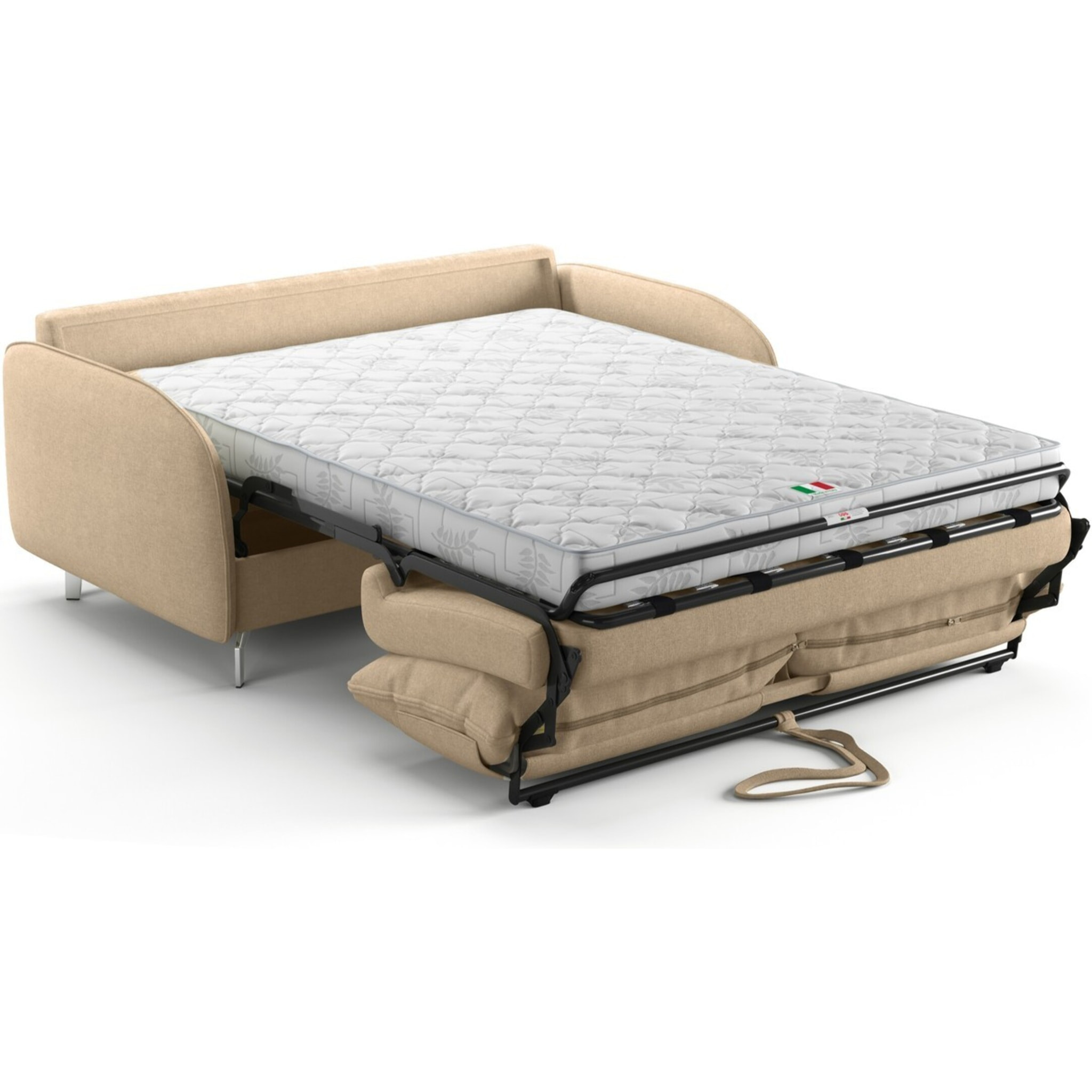 Canapé droit convertible 3 places en tissu chenille - ouverture express - NOVOLI