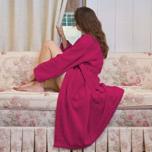 Peignoir pur coton 420 g/m² uni rose Elea fuchsia