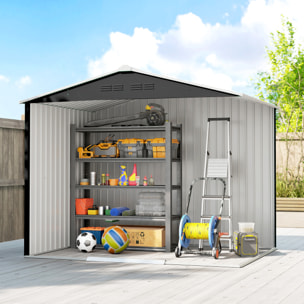 Caseta de Jardín Exterior 3,6 m², 236x171x191 cm, Cobertizo de Jardín Exterior Metálico con Puertas Correderas y Ranuras de Ventilación, para Almacenamiento de Herramientas, Gris Oscuro