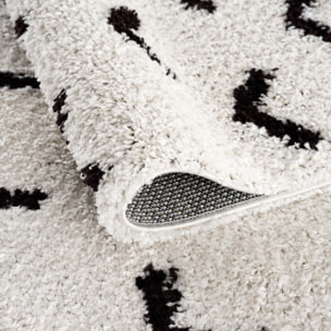 Terra - tapis shaggy de salon en laine artificielle crème, café latte
