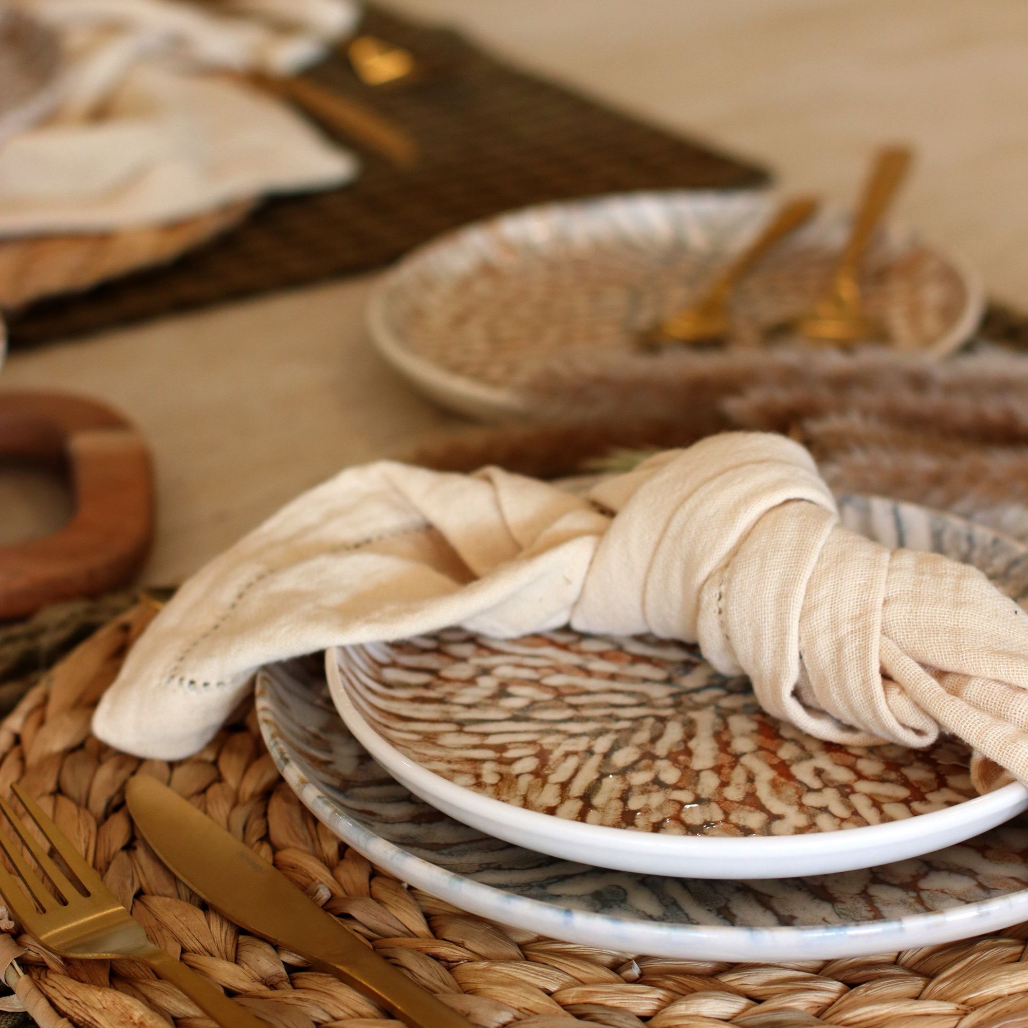 Lot de 6 assiettes à dessert en grès 20cm  AMBRE