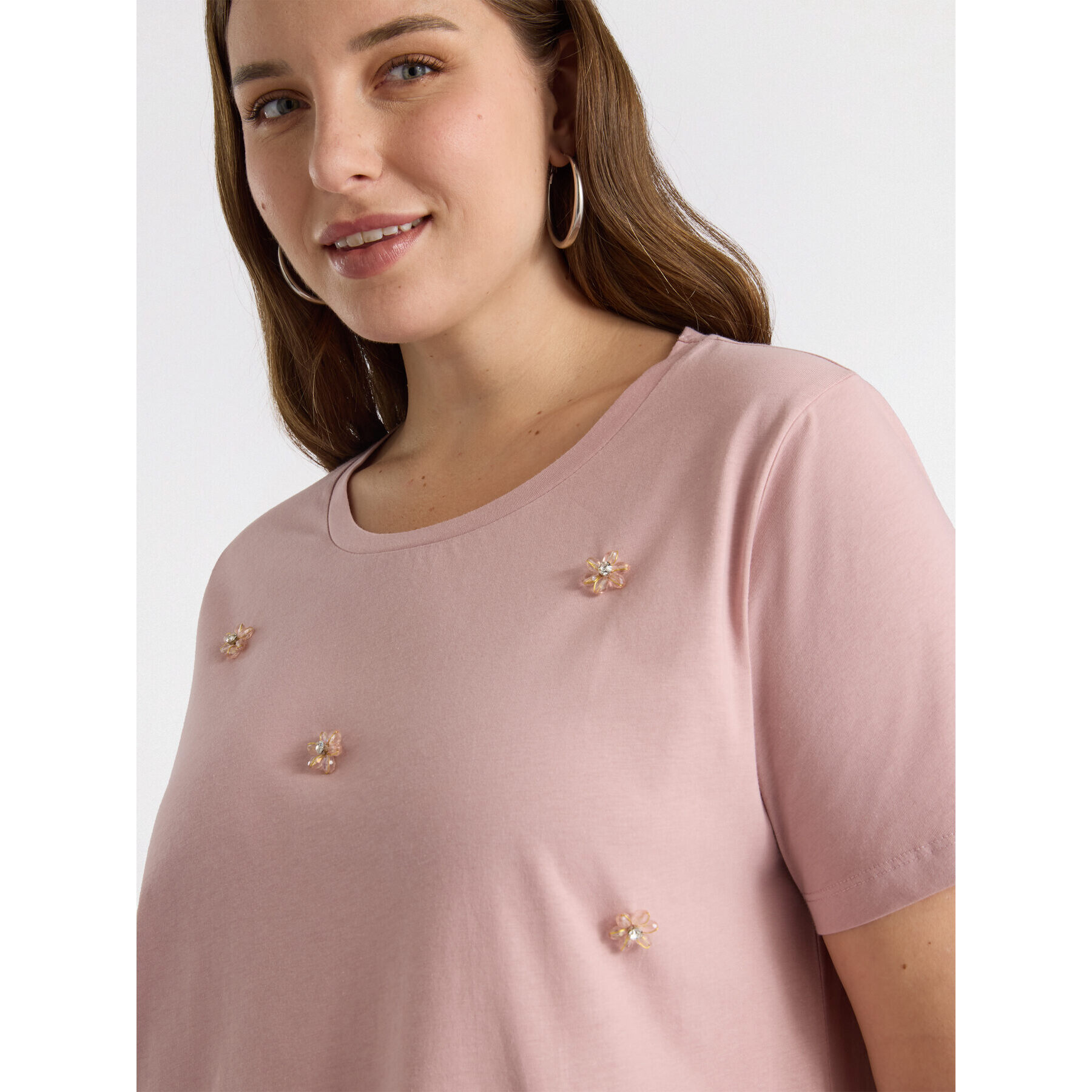 Fiorella Rubino - Camiseta bordada - Rosa cipria
