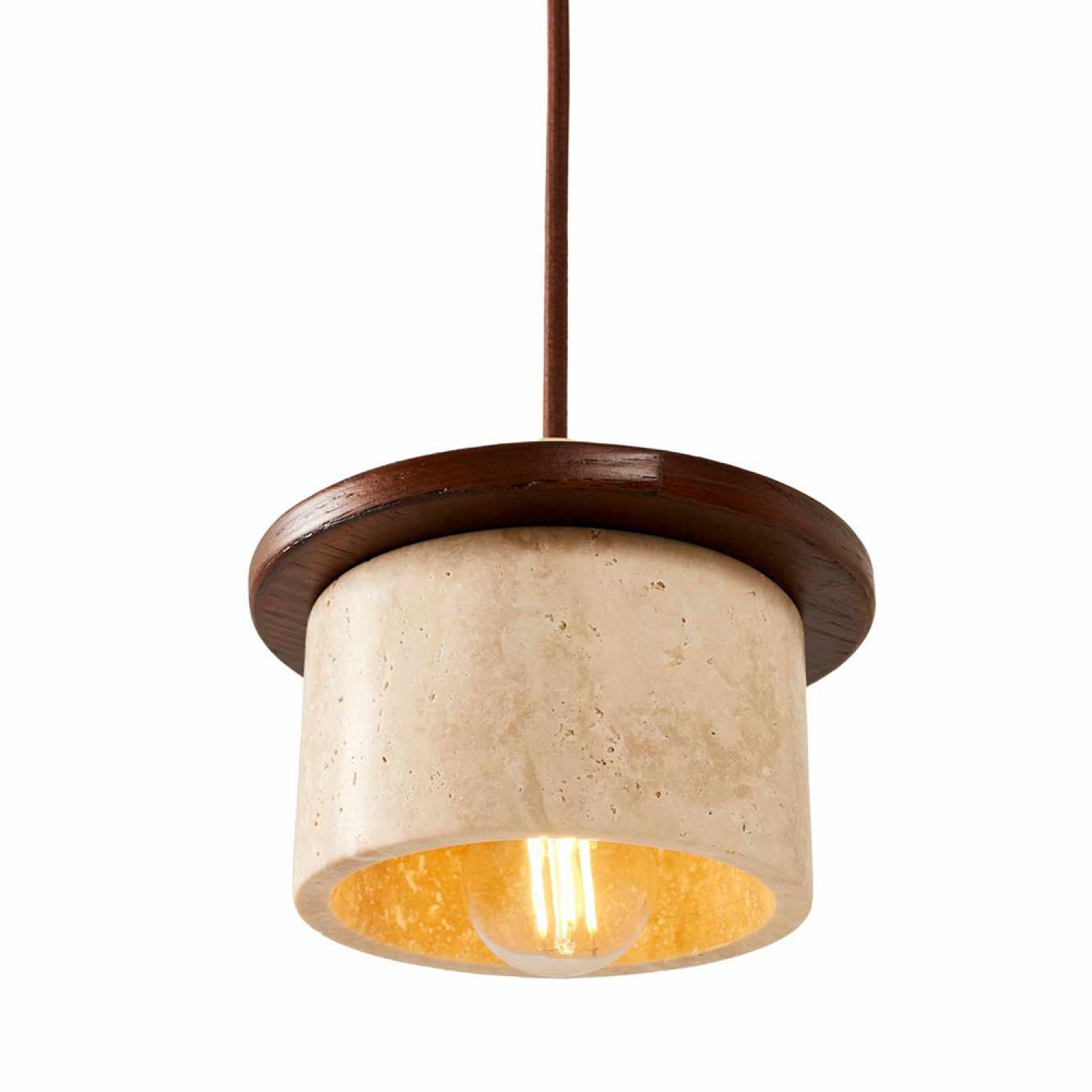 Suspension design en travertin et bois effet noyer TIVOLI