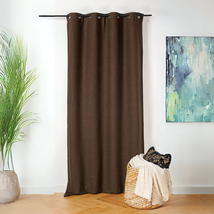 Rideau thermique au style bouclette - Marron chocolat