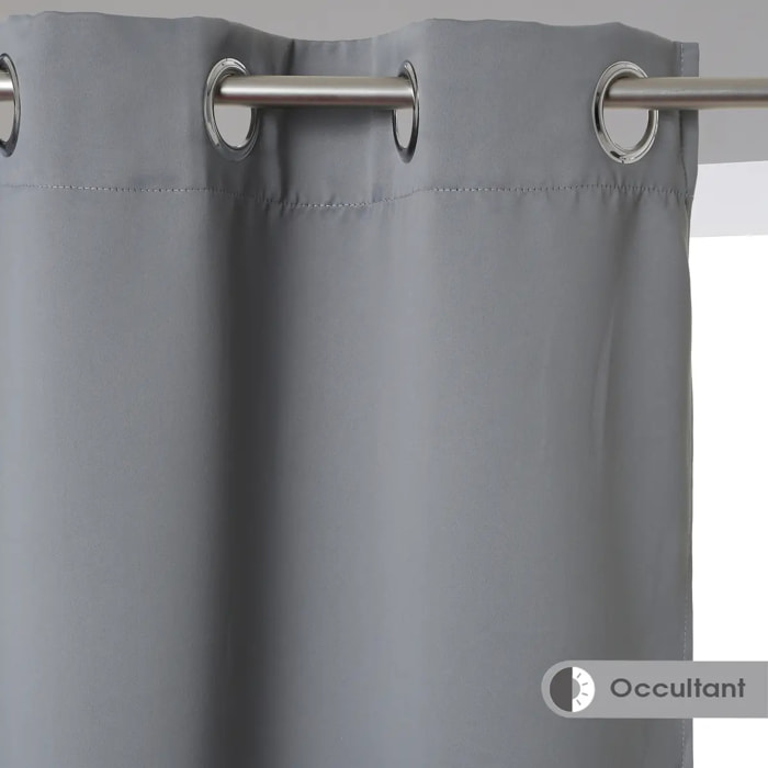 Rideau occultant gris 140x260cm