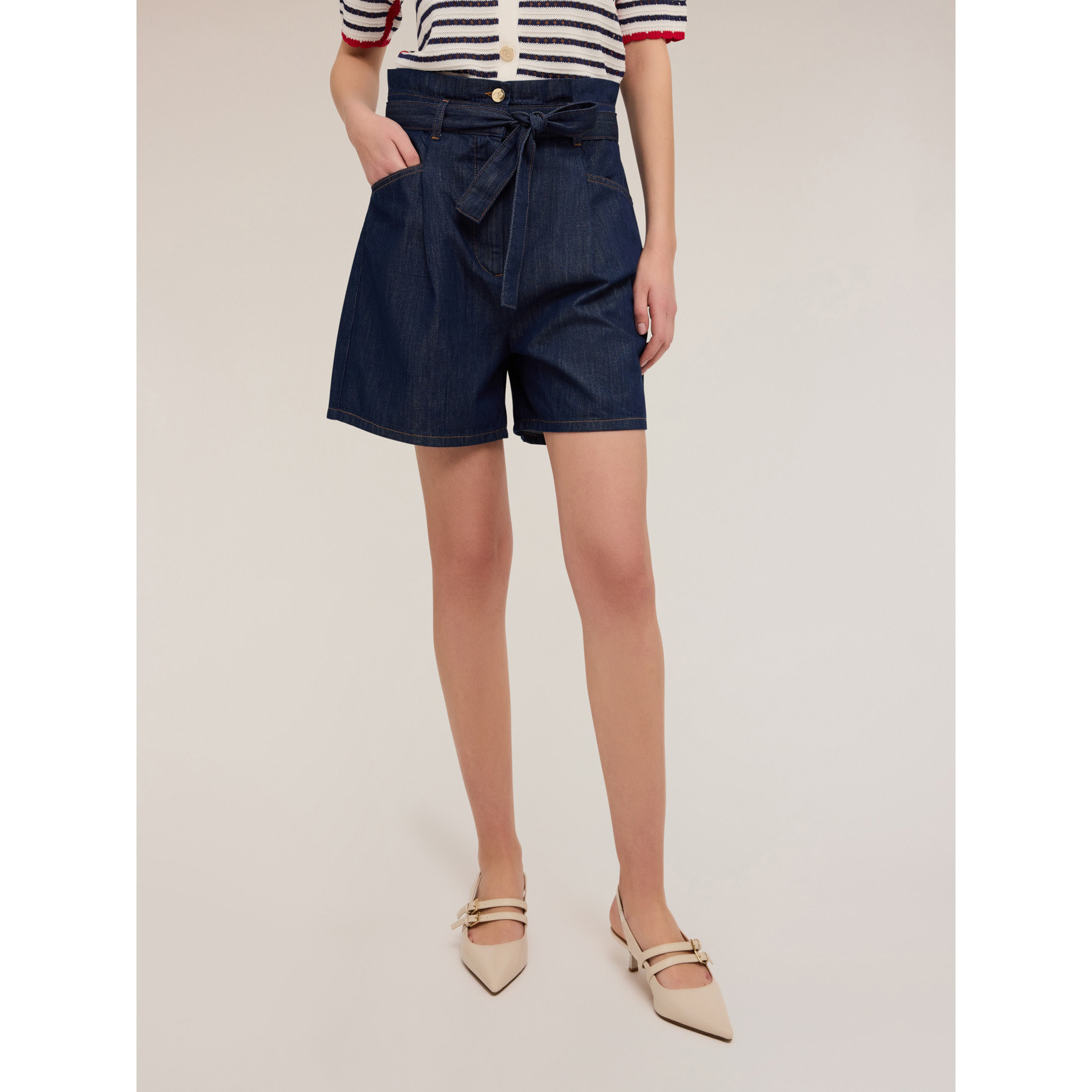 Motivi - Shorts vaqueros de tiro alto - Azul