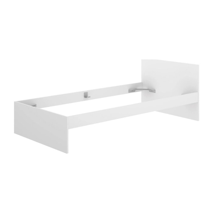 Letto singolo Haikui, Sommier per camera da letto, Giroletto per stanza, Struttura porta materasso, 96x195 h67 cm, Bianco