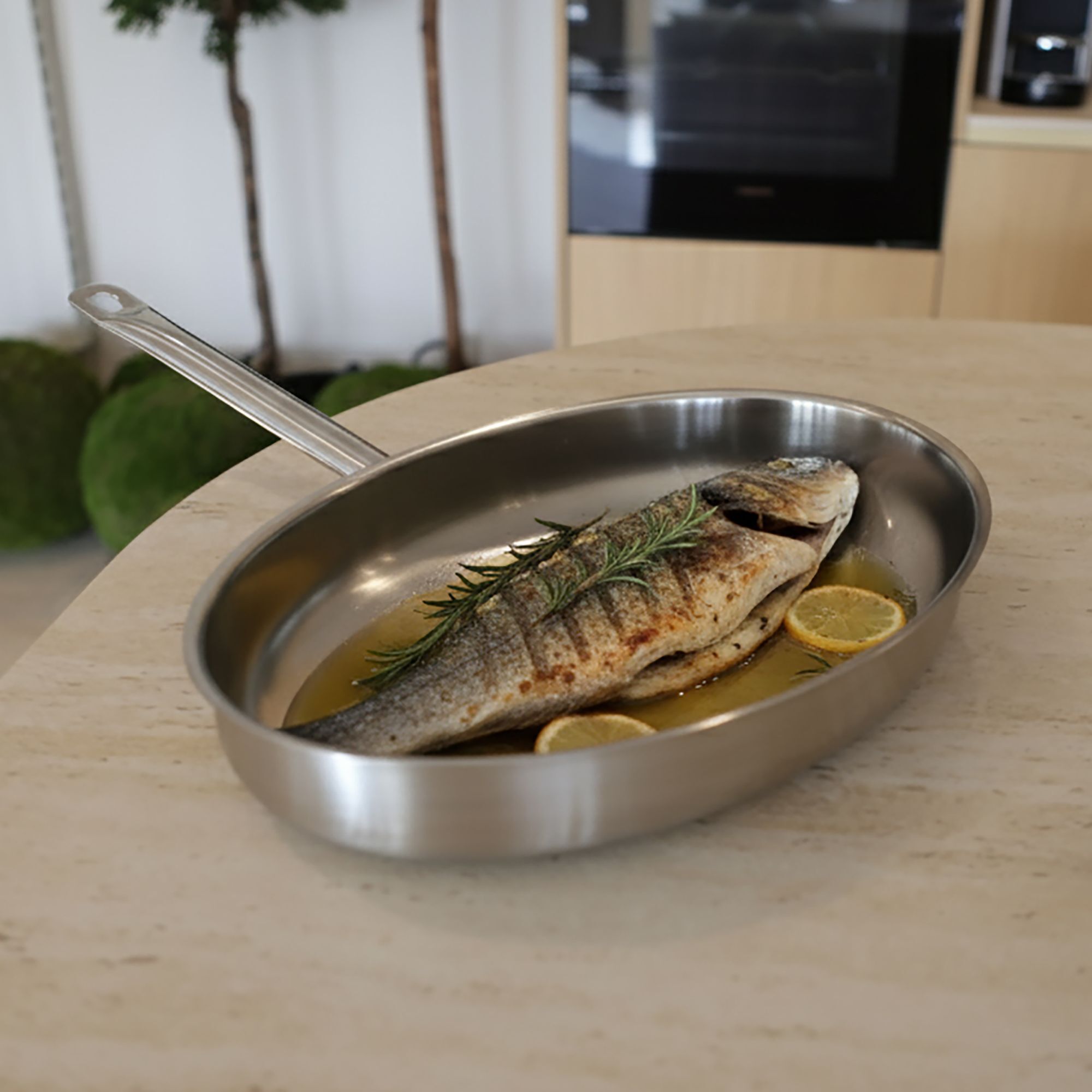 Poêle à poisson en acier inoxydable 37,5cm - tous feux PROFESSIONNEL