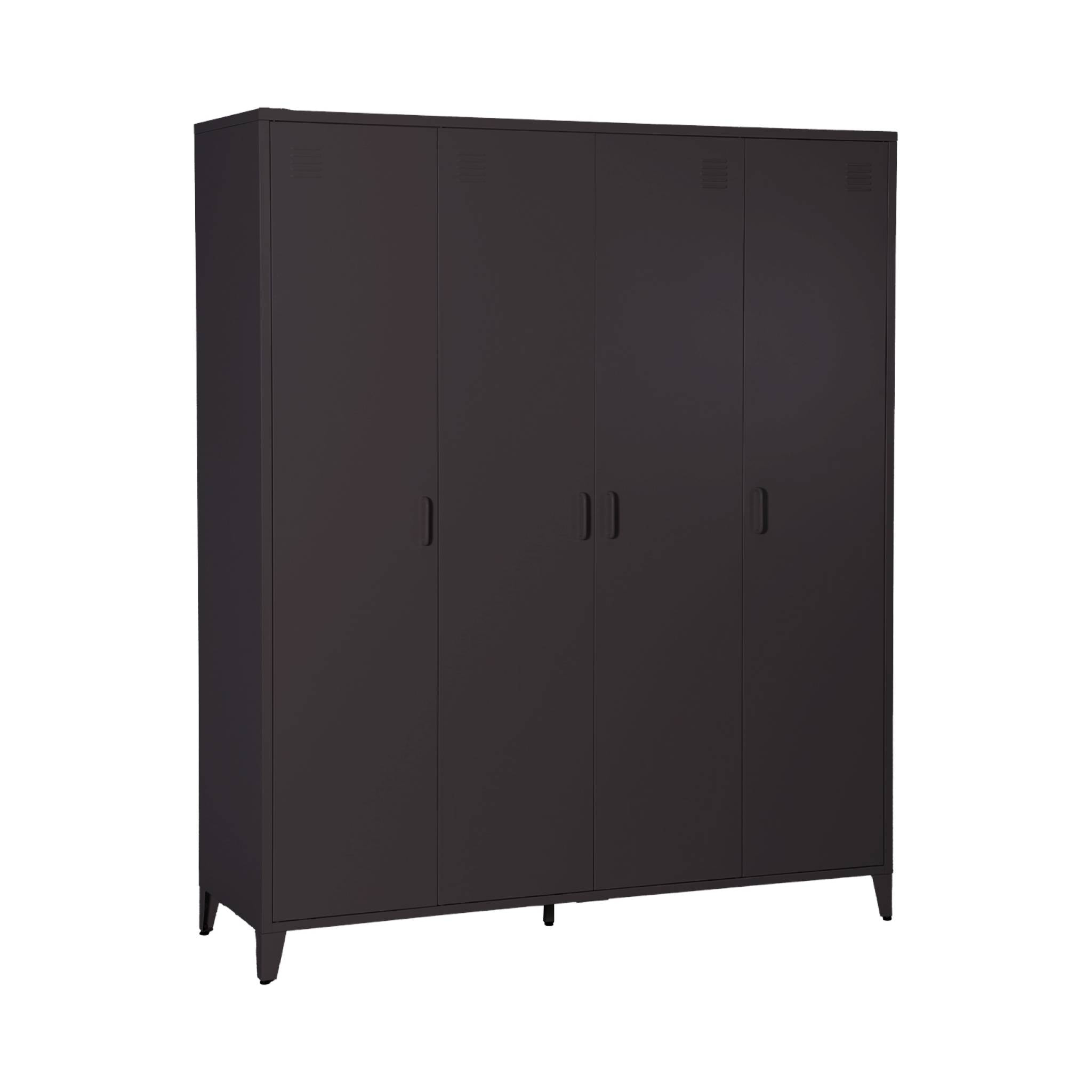 Armoire chambre dressing industriel métal 4 portes, 10 étagères, 1 penderie  SOHO