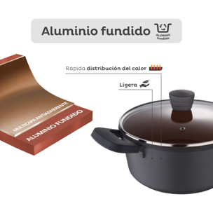 Cacerola 24 x 11,5 cm con tapa san ignacio bronze de aluminio fundido apta para induccion