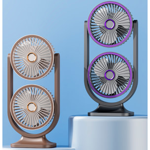 Ventilatore da tavolo doppio con 5 velocità e 3 intensità di luce.