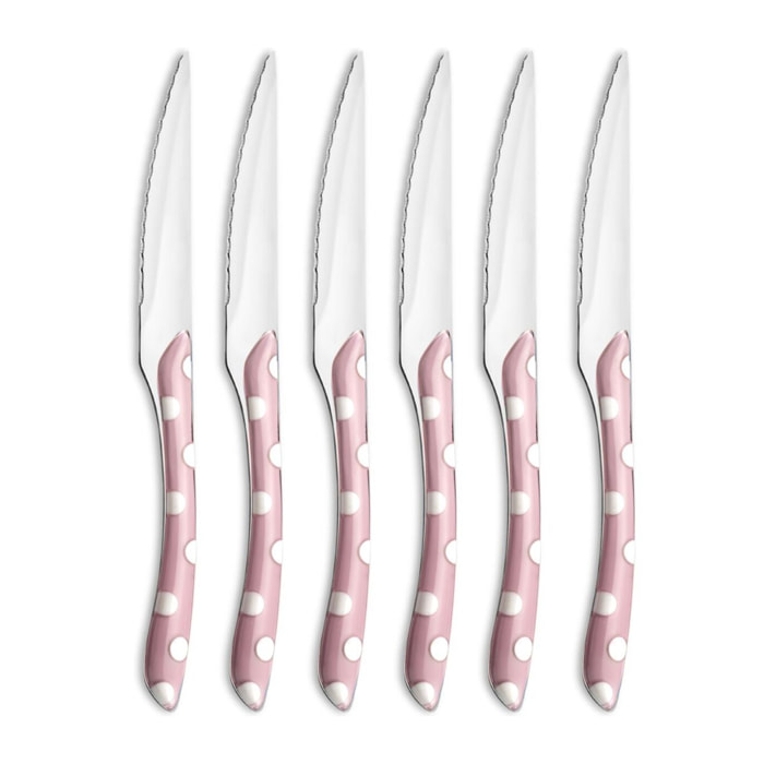 Solstice Lunares Rosa - Set de 6 cuchillos para carne