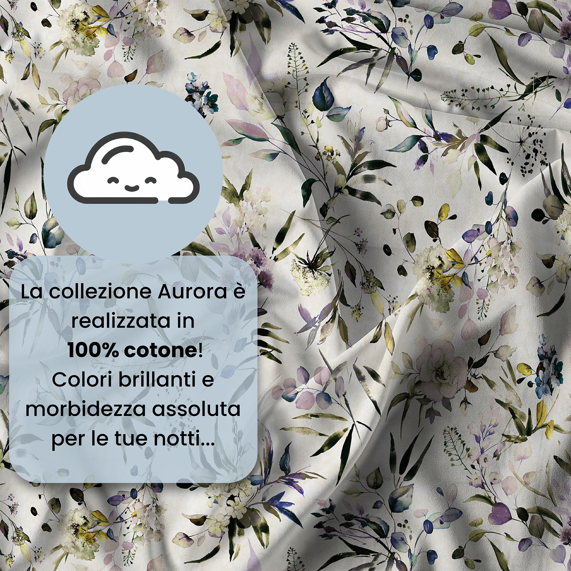 PARURE COPRIPIUMINO MATRIMONIALE AURORA STAMPA DIGITALE -100% cotone Made in Italy